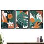 Imagem de Quadros Decorativos Kit 3 Folhagens Coloridas Folhas Abstrato 43x63 cada Sala