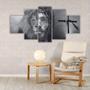 Imagem de Quadros Decorativos MDF Leão Juda E Jesus Faces Preto e Branco