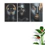 Imagem de Quadros Decorativos Mosaico Mulheres Negras Maquiagem Dourada 60x40