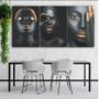 Imagem de Quadros Decorativos Mosaico Mulheres Negras Maquiagem Dourada