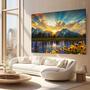 Imagem de Quadros Decorativos para Quarto Sala 90x60 Montanhas com Girasol Paisagem  Grande Escritório Hall