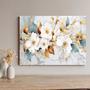 Imagem de Quadros Decorativos para Quarto Sala Floral Branca Dourada Abstrato Grande Escritório Hall