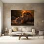 Imagem de Quadros Decorativos para Quarto Sala Leoa e Leão Por do Sol Grande Escritório Hall