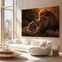 Imagem de Quadros Decorativos para Quarto Sala Leoa e Leão Por do Sol Grande Escritório Hall