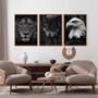 Imagem de Quadros Decorativos Para Sala Animais Leão Lobo Águia