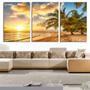 Imagem de Quadros Decorativos Para Sala Praia Coqueiro Sol Mar Canvas