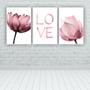 Imagem de Quadros Decorativos quarto Floral Flor Love Rosa 60x40