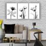 Imagem de Quadros Decorativos quarto Floral Flores em Tons de Cinza Preto e Branco 60x40