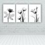 Imagem de Quadros Decorativos quarto Floral Flores em Tons de Cinza Preto e Branco 60x40