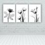 Imagem de Quadros Decorativos quarto Floral Flores em Tons de Cinza Preto e Branco