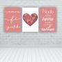 Imagem de Quadros Decorativos quarto frases Amor Fé Gratidão Coração Rose Escrito Branco 60x40