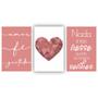 Imagem de Quadros Decorativos quarto frases Amor Fé Gratidão Coração Rose Escrito Branco