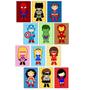 Imagem de Quadros Kit 6 Heróis e 6 Heroínas 20x30cm quarto infantil