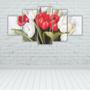 Imagem de Quadros Mosaico Mdf Floral Flores Tulipas Coloridas 115X60Cm