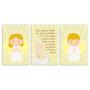 Imagem de Quadros Oração Santo Anjo Neutro Amarelo Kit 3 20x30cm Decorativo Quarto Criança