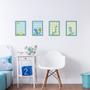 Imagem de Quadros para Quarto Dinossauro Baby 22x32cm Moldura Azul 4un