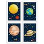 Imagem de Quadros para Quarto Infantil Sistema Solar Planetas Kit 4un