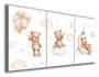 Imagem de Quadros Para Sala 5 Peças Urso Bebê Fofo Balão Nuvens"