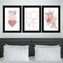 Imagem de Quadros Quarto Casal Love Abstrato Amor Decorativos 3 Peças