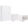 Imagem de Quarto Bebê Retrô Completo com Guarda Roupa 4 Portas Berço Mini Cama Cômoda 4 Gavetas MDF Faura