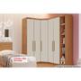 Imagem de Quarto Casal Modulado Rizon 4 Peças (1 Closet + 2 Guarda Roupas + 1 Complemento) QC215 Freijo Cumaru c/ Fendi - Novo Horizonte
