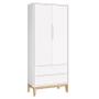 Imagem de Quarto com Berço Classic e Guarda Roupa 2 Portas Branco Fosco e Pés Madeira Natural - Reller Móveis
