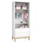 Imagem de Quarto com Berço Classic e Guarda Roupa 2 Portas Branco Fosco e Pés Madeira Natural - Reller Móveis