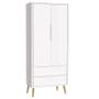 Imagem de Quarto com Berço Theo e Guarda Roupa 2 Portas Branco Fosco e Pés Madeira Natural - Reller Móveis