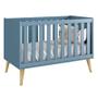 Imagem de Quarto com Berço Theo e Guarda Roupa 3 Portas Azul Fosco e Pés Madeira Natural Reller Móveis
