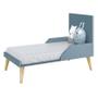 Imagem de Quarto com Berço Theo e Guarda Roupa 3 Portas Azul Fosco e Pés Madeira Natural Reller Móveis