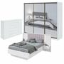 Imagem de Quarto com Guarda-roupa 3 Espelhos 3 Portas 6 Gavetas, Cômoda 2 Portas 7 Gavetas e Cama Solaris