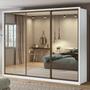 Imagem de Quarto com Guarda-roupa 3 Espelhos 3 Portas 6 Gavetas, Cômoda 2 Portas 7 Gavetas e Cama Solaris