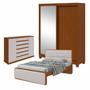 Imagem de Quarto com Guarda-roupa Casal 2 Portas 2 Gavetas Zeine, Cômoda 2 Portas 7 Gavetas e Cama Loop
