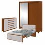 Imagem de Quarto com Guarda-roupa Casal 2 Portas 2 Gavetas Zeine, Cômoda 2 Portas 7 Gavetas e Cama Loop