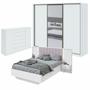Imagem de Quarto com Guarda-roupa com Espelho 3 Portas 6 Gavetas, Cômoda 2 Portas 7 Gavetas e Cama Solaris