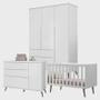 Imagem de Quarto Completo Bebe Retro Melinda Guarda Roupa Comoda 1 Porta e Berço Branco - Phoenix Baby