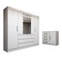 Imagem de Quarto Completo Casal Honey 5 Portas 10 Gavetas com Espelho Branco - Panorama Móveis