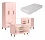 Imagem de Quarto Completo De Bebê Encanto Retrô Rosa Bebê Berço Com Colchão Espuma D-18