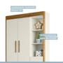 Imagem de Quarto de Bebê 100% MDF com Berço Minicama, Cômoda e Guarda Roupa 3 Portas Flocos