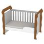 Imagem de Quarto de Bebê Ariel 3 Portas Berço Mirelle com Colchão e Cama Babá Julia Branco Acetinado Amadeirado  Carolina