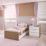 Imagem de Quarto de Bebê Ariel 3 Portas com Berço Americano Multifuncional Cléo Branco Acetinado Amadeirado  Carolina