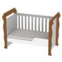 Imagem de Quarto de Bebê Ariel 4 Portas Berço Mirelle com Colchão e Cama Babá Julia Branco Acetinado Amadeirado  Carolina