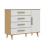 Imagem de Quarto de Bebê Berço 3 em 1 Retrô Ligia Cômoda com Fraldário Ludmila Off White Carolina Baby