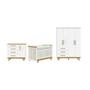 Imagem de Quarto de Bebê Berço com Capitonê Guarda-roupa e Cômoda 100% Mdf Retrô Kakau Espresso Móveis Branco Brilho/Amêndoa/Branco
