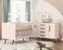 Imagem de Quarto de Bebe Berço e Cômoda Q Encanto Retrô Rosa Qmovi