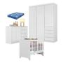 Imagem de Quarto de Bebê Blenda com Berço Americano Maya Branco Acetinado com Colchão Ortobom - Phoenix Baby