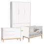 Imagem de Quarto de Bebê Classic 3 Portas Cômoda com Porta Branco com Pés Madeira Natural - Reller