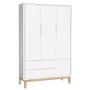 Imagem de Quarto de Bebê Classic 3 Portas Cômoda com Porta Branco com Pés Madeira Natural - Reller