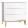 Imagem de Quarto De Bebê Classic 3 Portas Cômoda Gaveteiro Branco Com Pés Madeira Natural - Reller