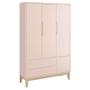 Imagem de Quarto de Bebê Classic 3 Portas Rosa com Pés Madeira Natural  Reller